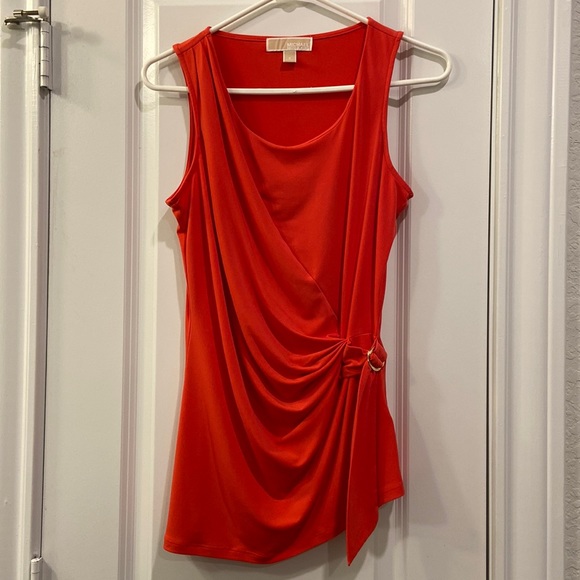 Michael Michael Kors Asymmetrical Sleeveless Blouse with Gold Buckle - Picture 1 of 9